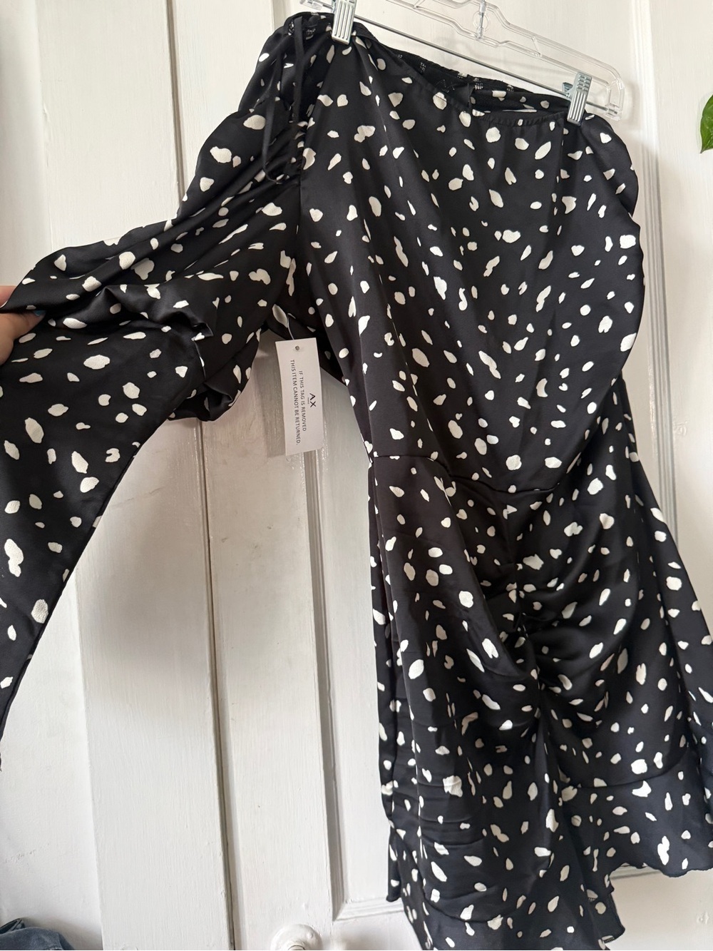 AX Paris Black Dress with White Spot Print size 12 NEW